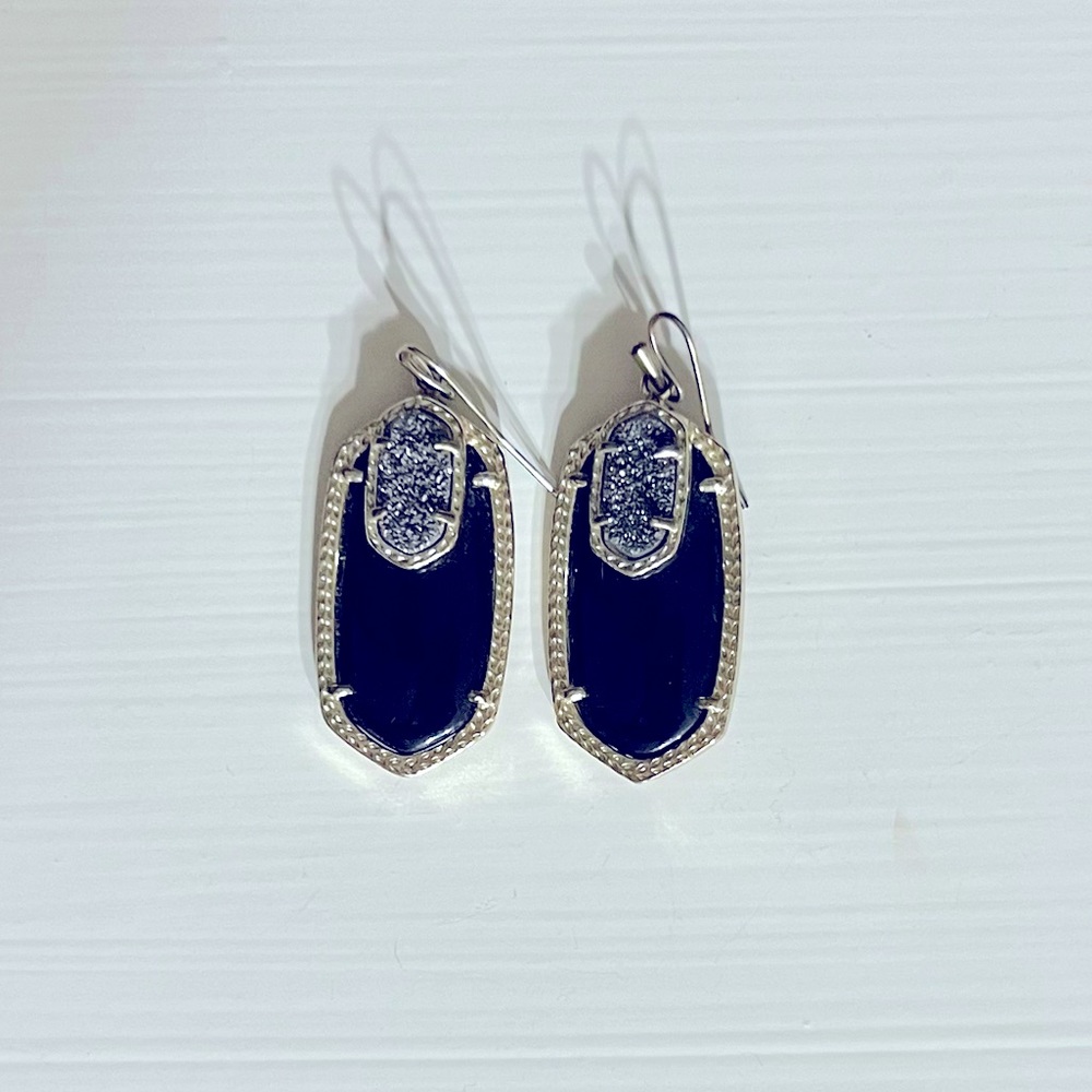 Kendra Scott Darcy Danielle Black Onyx & Drusy gold earrings